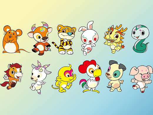 鸡年 十二生肖矢量ai 卡通动物