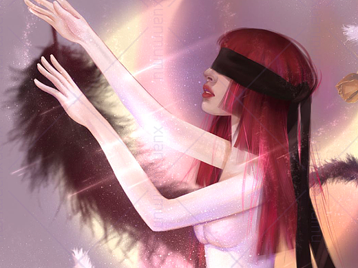 蒙着眼睛的女孩