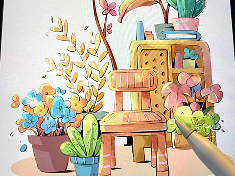 iPad植物小场景插图