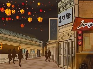 无形线设计－台湾小吃街巨幅插画