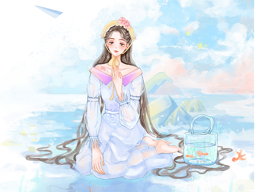 一组2022年的少女插画