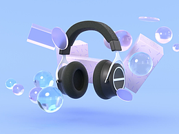 数码产品耳机渲染动画