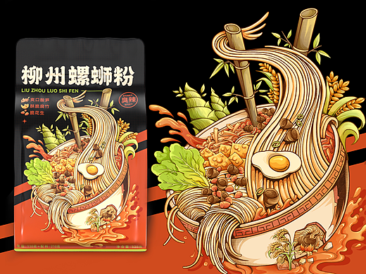 国风美食插画包装 I 螺蛳粉品牌设计