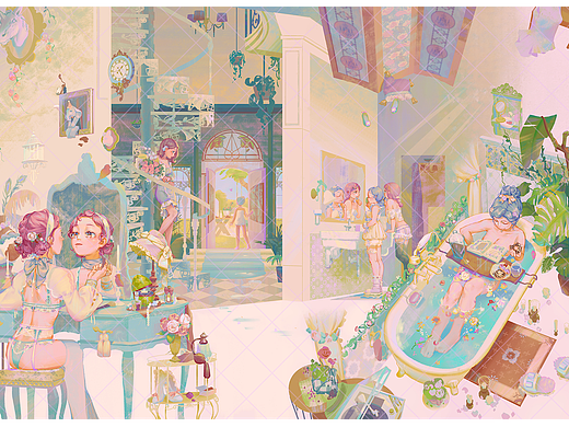 bathroom（个人主页-ZNjE0MDAwMjQ=） - 商业插画 - 站酷设计师kooriitsu原创素材 - 站酷ZCOOL