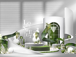 韓系白綠色婚禮效果圖