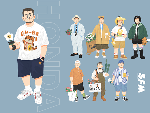 石头头的可爱人物插画