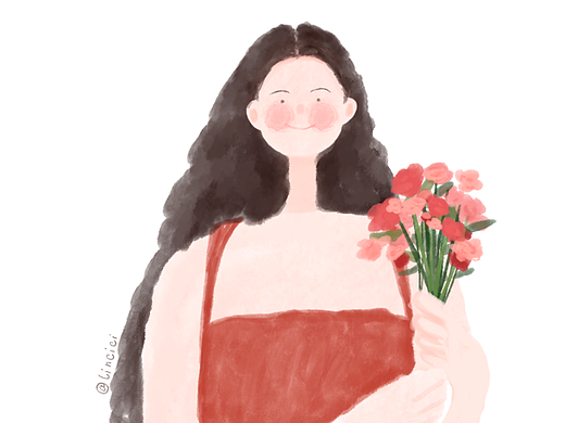 春天少女插画
