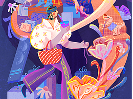 丝网印刷风插画