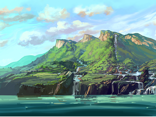 青山绿水夏日晴