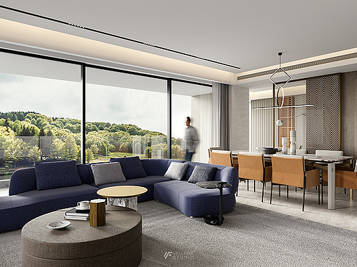 现代轻奢风格渲染效果图