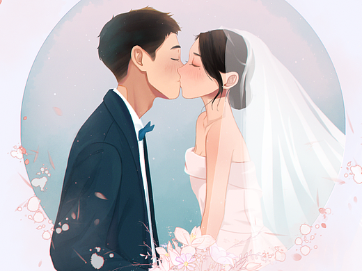 原创插画|婚纱头像