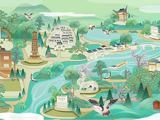南京市文投集团×南京文旅局-江苏省文化长图插画