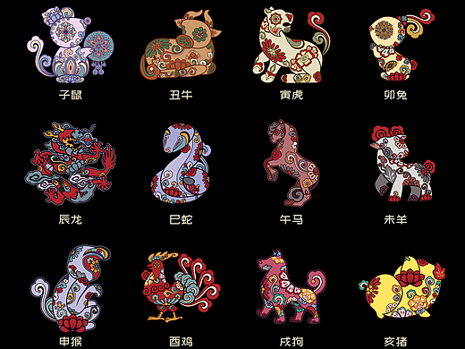 繁花锦簇古典花纹十二生肖