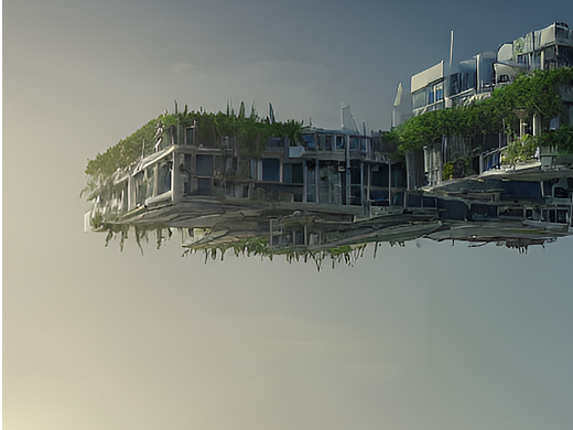 #AI作画#日暮时自然未来建筑