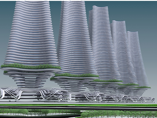 未来城市模块化单元建筑设计，建筑在路上