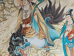 手绘寺庙佛像壁画之文殊菩萨壁画