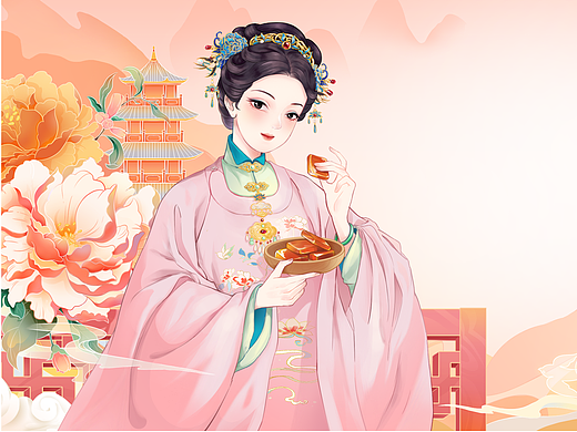胶原雨燕阿胶糕——许广和国潮礼盒包装插画设计