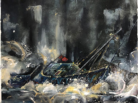 暴风雪中的渔船