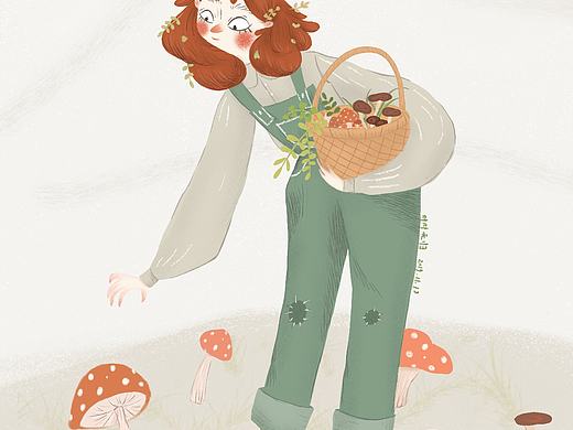 采蘑菇的小姐姐