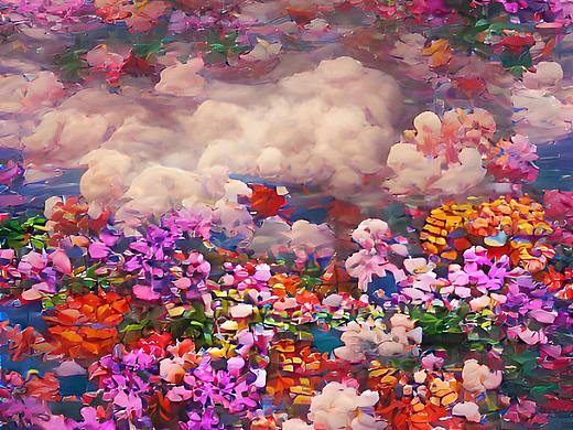 花海||鲜花系列||淹没一切的鲜花||插画AI||生成艺术
