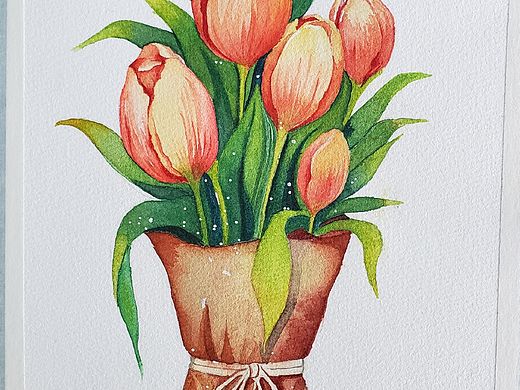 水彩～郁金香