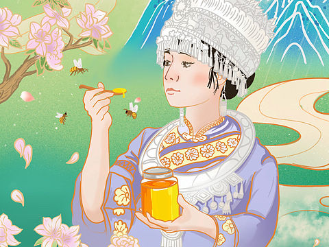 国潮风少数民族少女人物