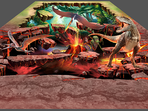 深圳3d地贴-大型原创手绘恐龙主题3d地画