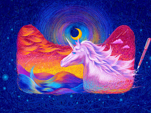 LAMY双十一主视觉插画“独角兽”