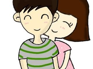 手绘版卡通情侣