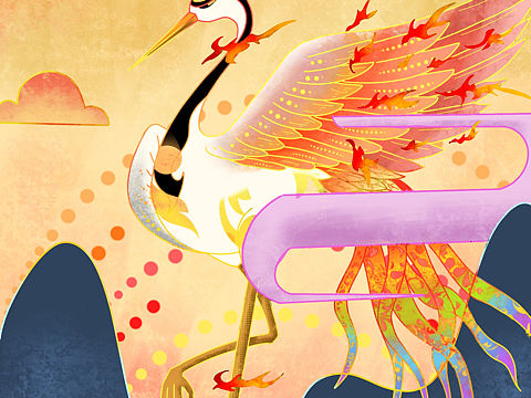 国潮插画-鹤（个人主页-ZNTAxODQ1NTY=） - 创作习作 - 站酷设计师Rain语原创素材 - 站酷ZCOOL