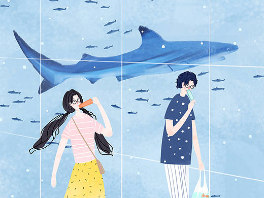 《喜欢两个人》一组情侣系列插画：这就是爱情的模样。