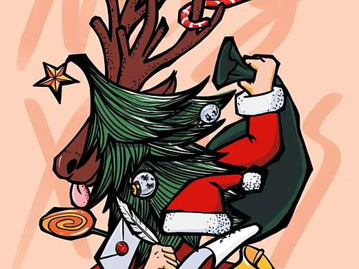 圣诞快乐（个人主页-ZNDE3OTI1MDA=） - 新锐潮流插画 - 站酷设计师柒点7原创素材 - 站酷ZCOOL