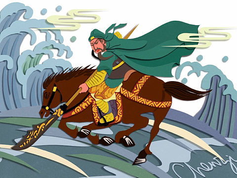 剪紙畫(huà)關(guān)羽（個(gè)人主頁(yè)-ZNDEzNDMxNjQ=） - 商業(yè)插畫(huà) - 站酷設(shè)計(jì)師甜辰子原創(chuàng)素材 - 站酷ZCOOL