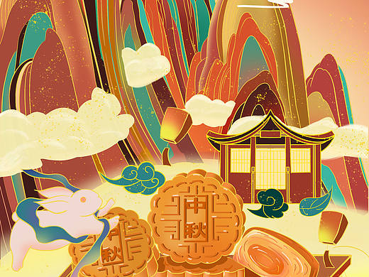 中秋月饼商业插画