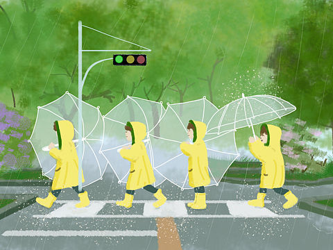 下雨啦?。▊€人主頁-ZNTU2NDExNzI=） - 兒童插畫 - 站酷設(shè)計師河豚不胖插畫師原創(chuàng)素材 - 站酷ZCOOL