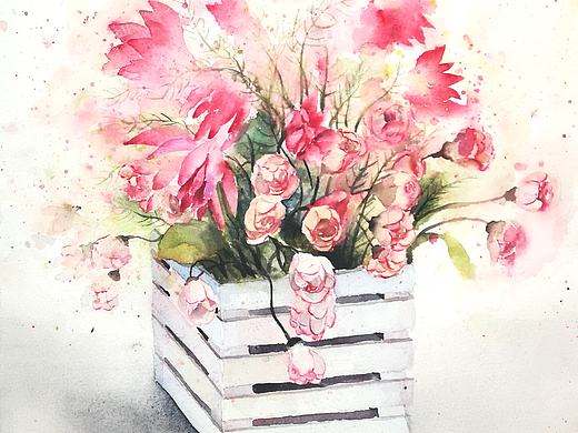 水彩花