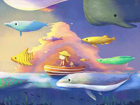 鱼群（个人主页-ZNTQ1ODM4MDQ=） - 儿童插画 - 站酷设计师微光RR原创素材 - 站酷ZCOOL