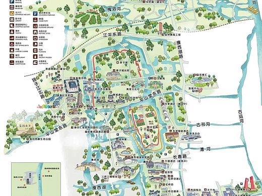 扬州瘦西湖景区手绘地图设计定制