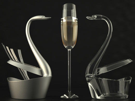 天鹅建模加渲染模型香槟maxwell渲染