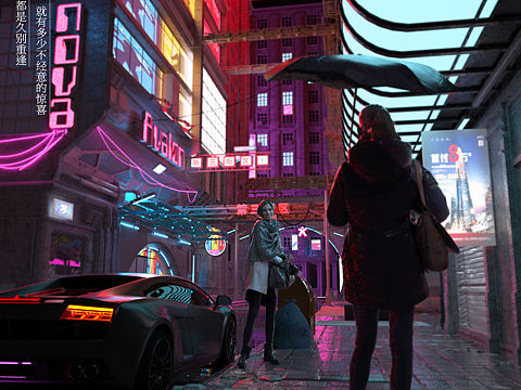 C4D OC渲染赛博朋克风格