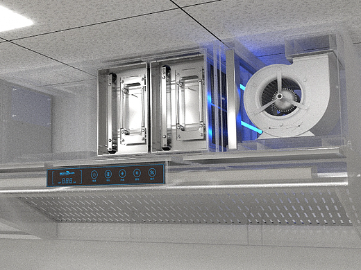 烟罩一体机三维效果图