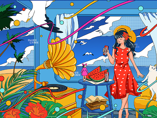 抓住最后的夏天 | city pop 复古潮流插画