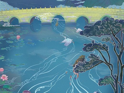“幽燕沃壤，古城涿州”系列插画之胡亮晓月（个人主页-ZMzY2Njc2NDA=） - 商业插画 - 站酷设计师Z67720501原创素材 - 站酷ZCOOL