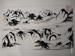 手绘钢笔画‖山川河流