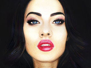 Megan Fox 附带过程图 彩色铅笔肖像画