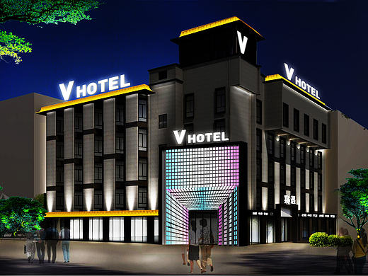 v-hotel酒店外墙亮化设计