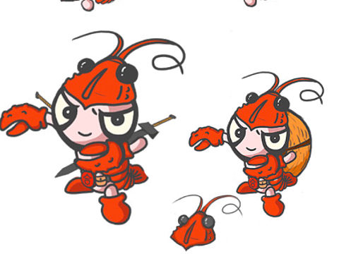 壹合虾小龙虾LOGO卡通形象设计