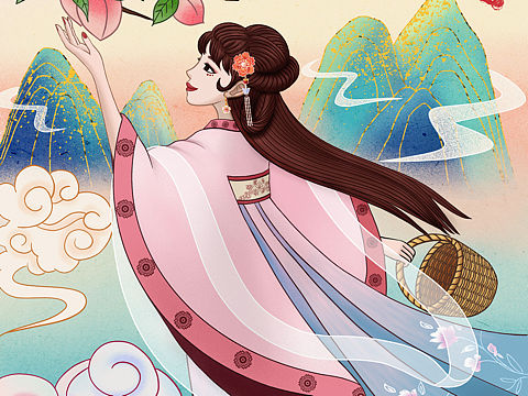 果酒包装插画(桃)