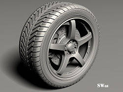 一个精模（轮胎+合金+刹车盘+卡钳）