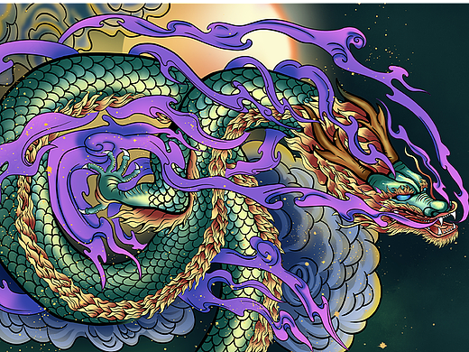 潮流插画《神兽四象之青龙》插画-商业插画117天前国潮插画《四象之